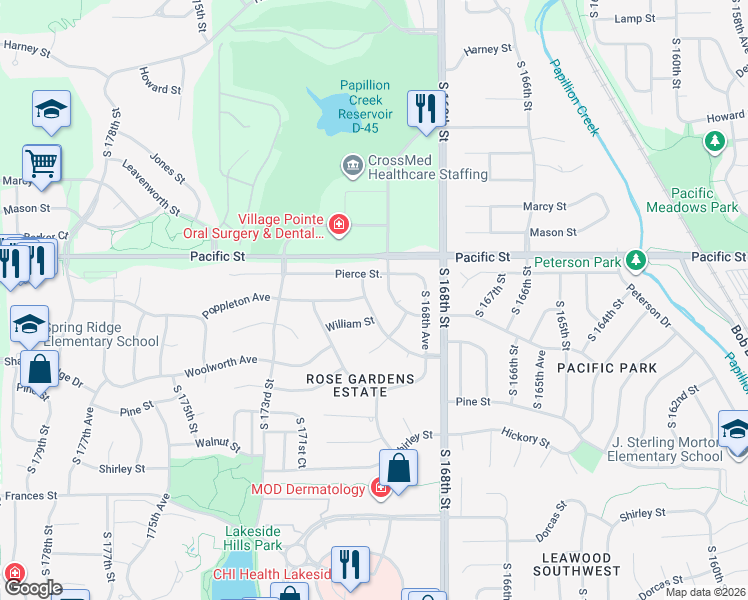 map of restaurants, bars, coffee shops, grocery stores, and more near 1309 South 169th Avenue in Omaha