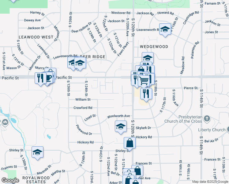 map of restaurants, bars, coffee shops, grocery stores, and more near 112116 Poppleton Plaza in Omaha