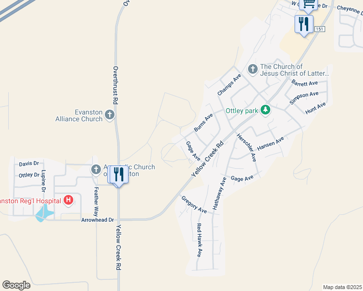 map of restaurants, bars, coffee shops, grocery stores, and more near 405 Burns Avenue in Evanston