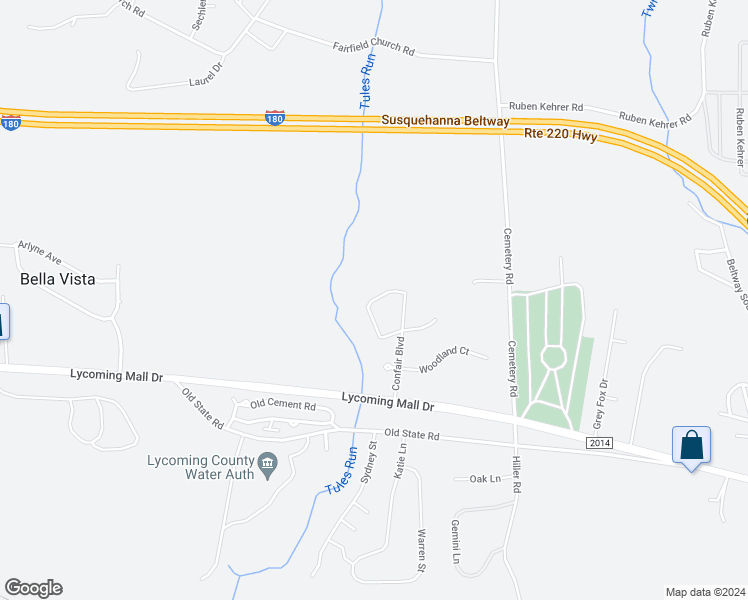 map of restaurants, bars, coffee shops, grocery stores, and more near 198 Hampton Way in Montoursville