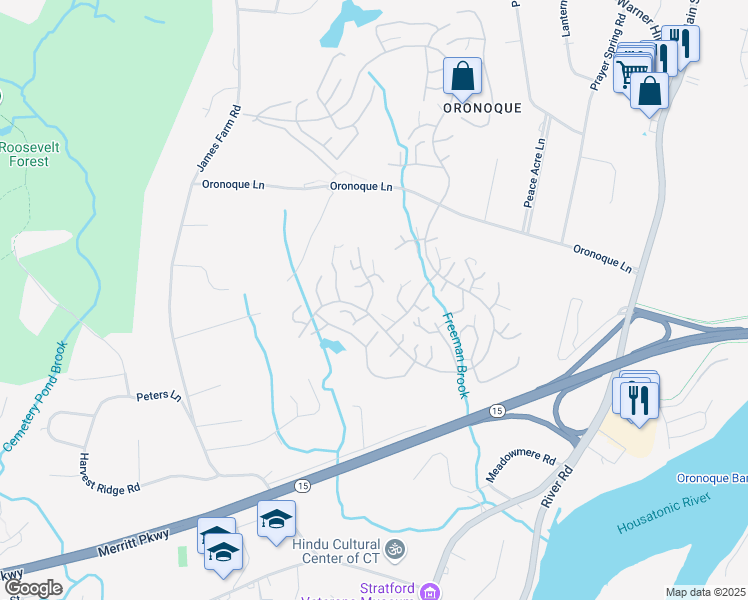 map of restaurants, bars, coffee shops, grocery stores, and more near 132a Bison Lane in Stratford