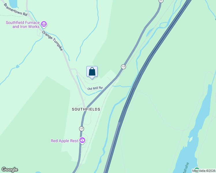 map of restaurants, bars, coffee shops, grocery stores, and more near 1068 New York 17 in Southfields