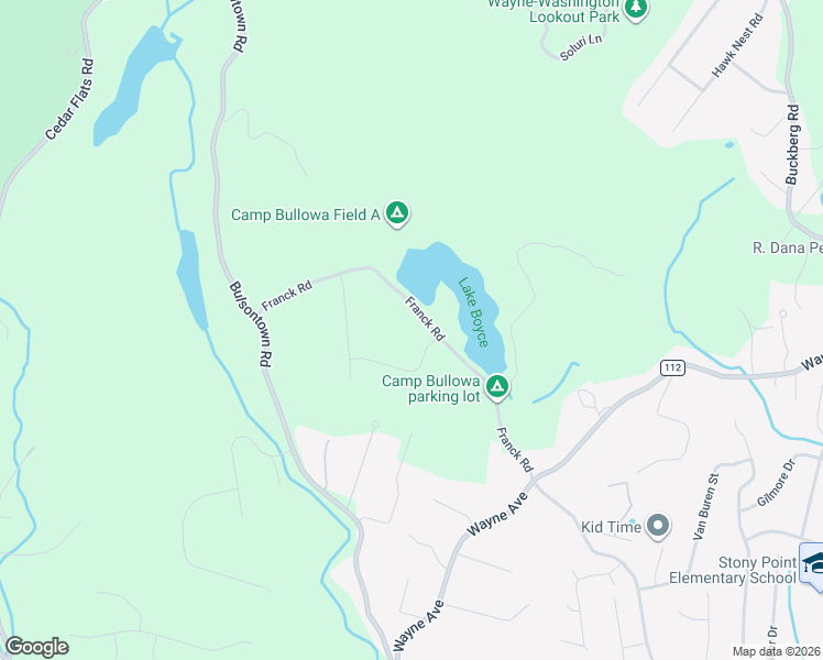 map of restaurants, bars, coffee shops, grocery stores, and more near 30 Franck Road in Stony Point