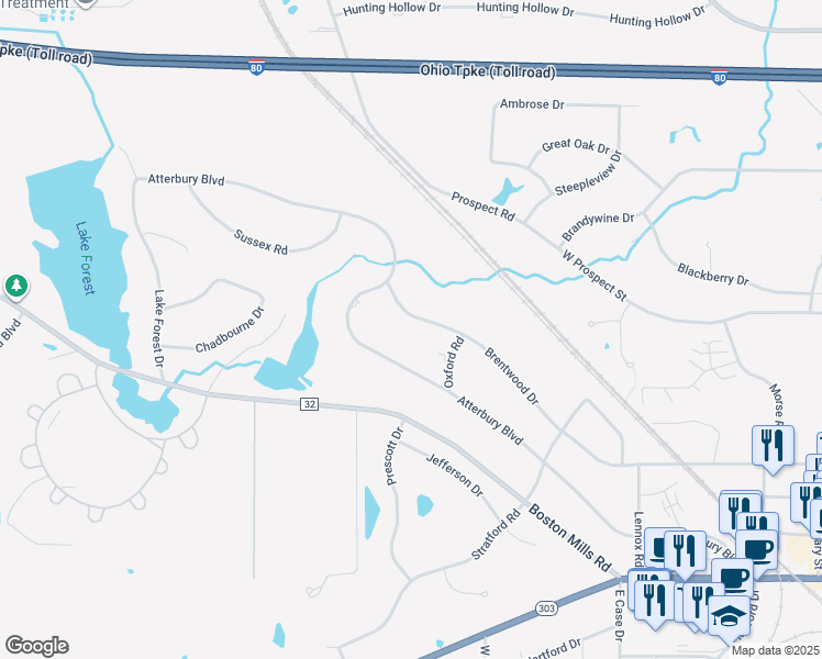 map of restaurants, bars, coffee shops, grocery stores, and more near 286 Brentwood Drive in Hudson