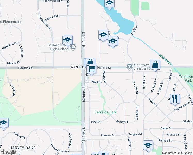 map of restaurants, bars, coffee shops, grocery stores, and more near 14121 Pierce Plaza in Omaha