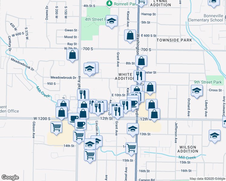 map of restaurants, bars, coffee shops, grocery stores, and more near 952 Childs Avenue in Ogden