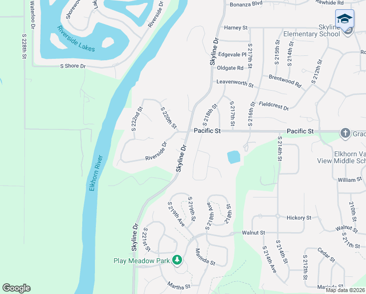 map of restaurants, bars, coffee shops, grocery stores, and more near 1500 Skyline Drive in Omaha