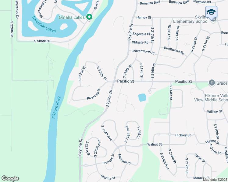 map of restaurants, bars, coffee shops, grocery stores, and more near 1306 South 218th Street in Omaha