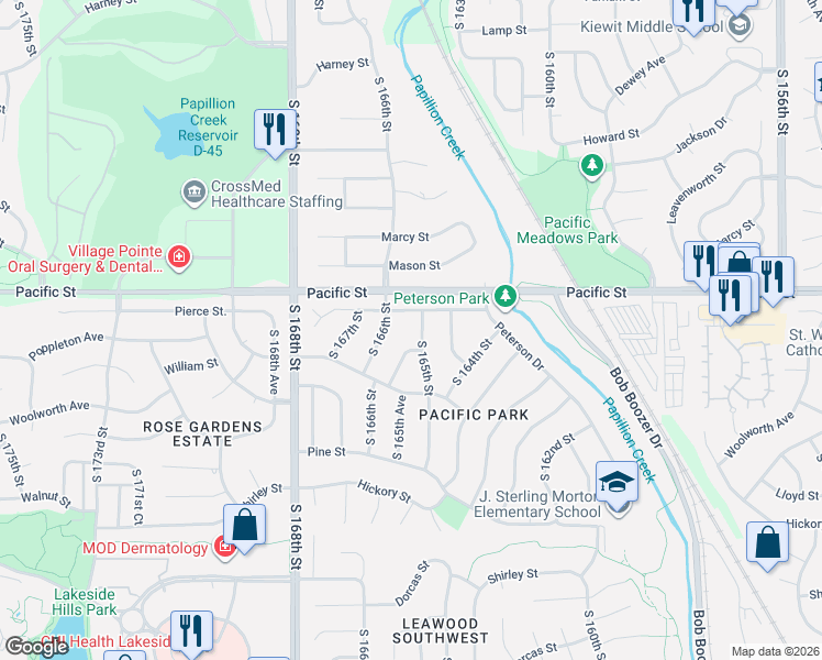 map of restaurants, bars, coffee shops, grocery stores, and more near 1230 South 165th Avenue in Omaha