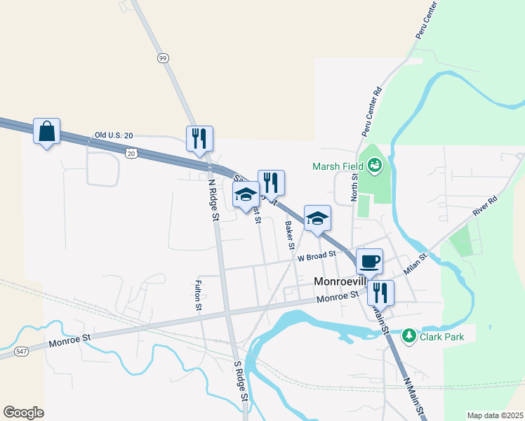 map of restaurants, bars, coffee shops, grocery stores, and more near 101 West Street in Monroeville