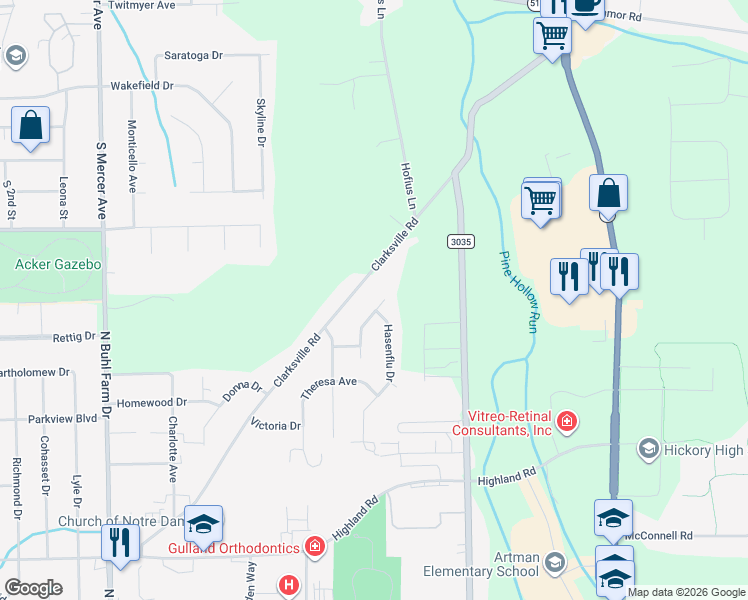 map of restaurants, bars, coffee shops, grocery stores, and more near 990 Biscayne Drive in Hermitage
