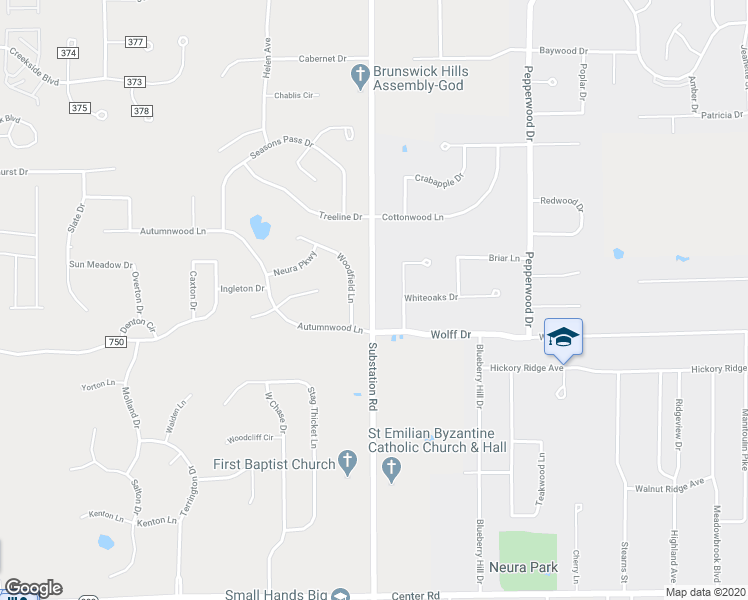 map of restaurants, bars, coffee shops, grocery stores, and more near 1005 Substation Road in Brunswick