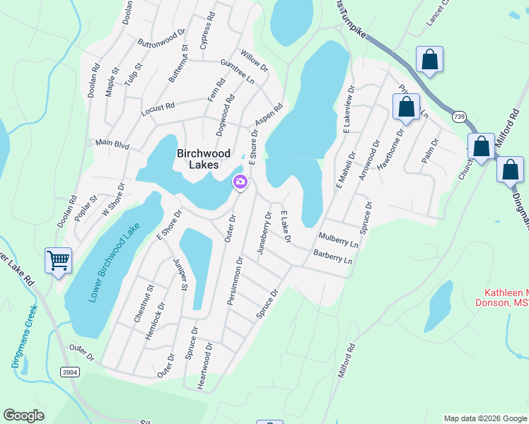 map of restaurants, bars, coffee shops, grocery stores, and more near Juneberry Drive in Dingmans Ferry