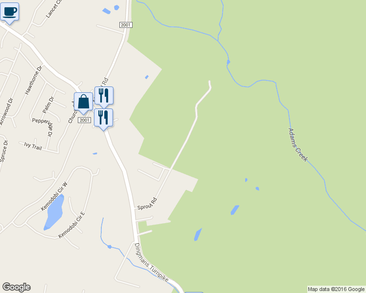 map of restaurants, bars, coffee shops, grocery stores, and more near Sproul Road in Dingmans Ferry