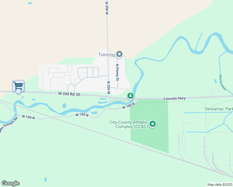 map of restaurants, bars, coffee shops, grocery stores, and more near 3441 West Warren Drive in Warsaw