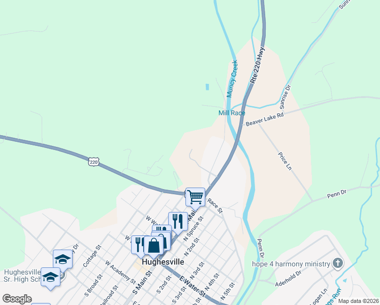 map of restaurants, bars, coffee shops, grocery stores, and more near 67 Reservoir Road in Hughesville