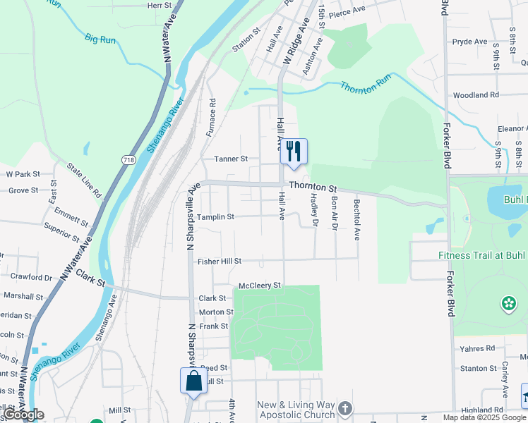 map of restaurants, bars, coffee shops, grocery stores, and more near 1134 Heinz Avenue in Sharon