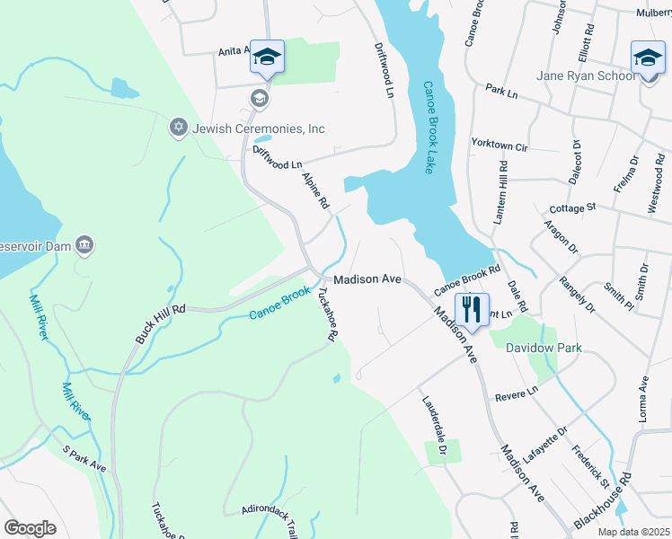 map of restaurants, bars, coffee shops, grocery stores, and more near 15 Brandy Lane in Trumbull
