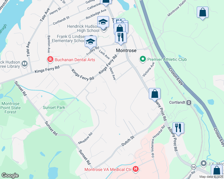 map of restaurants, bars, coffee shops, grocery stores, and more near 31 Hunt Avenue in Montrose