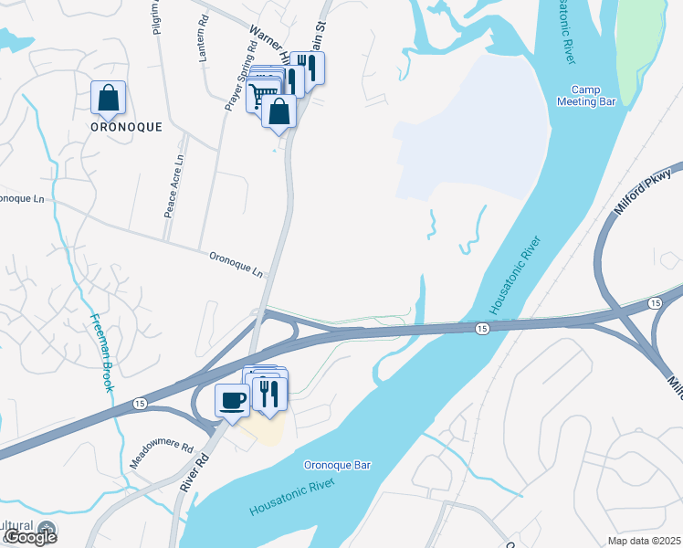 map of restaurants, bars, coffee shops, grocery stores, and more near 6900 Main Street in Stratford