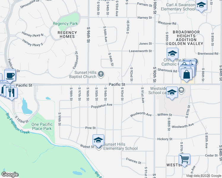 map of restaurants, bars, coffee shops, grocery stores, and more near 1107 South 93rd Avenue in Omaha