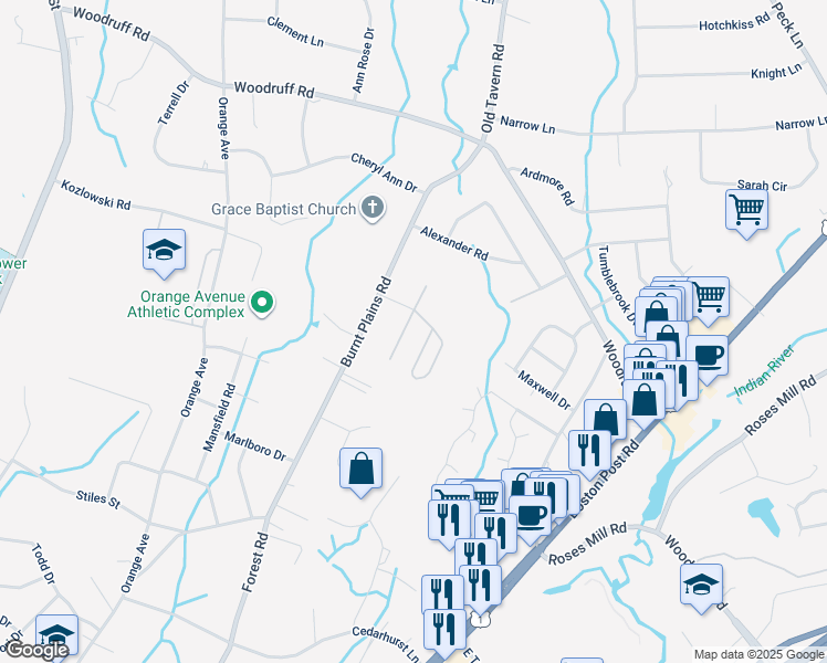 map of restaurants, bars, coffee shops, grocery stores, and more near 65 Branca Court in Milford