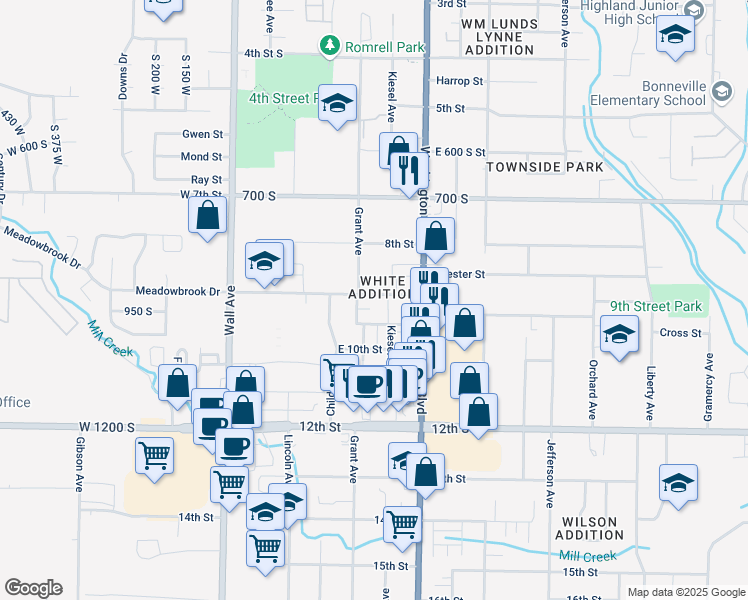 map of restaurants, bars, coffee shops, grocery stores, and more near 325 9th Street in Ogden