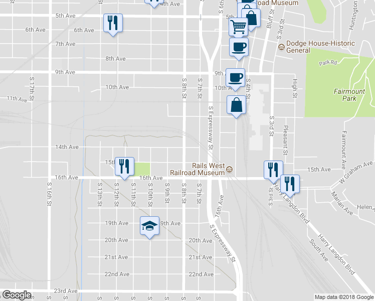 map of restaurants, bars, coffee shops, grocery stores, and more near 1403 South 8th Street in Council Bluffs