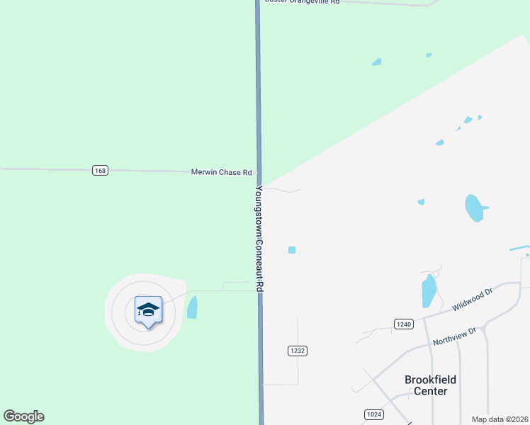 map of restaurants, bars, coffee shops, grocery stores, and more near 1138 Ohio 7 in Brookfield Center