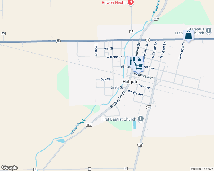 map of restaurants, bars, coffee shops, grocery stores, and more near 322 Smith St in Holgate