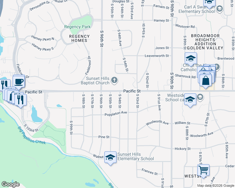 map of restaurants, bars, coffee shops, grocery stores, and more near 1106 South 94th Street in Omaha