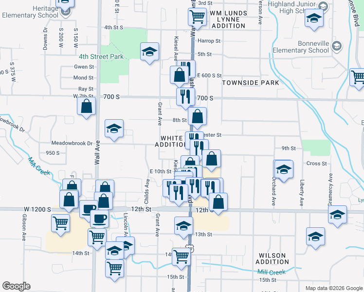 map of restaurants, bars, coffee shops, grocery stores, and more near 355 9th Street in Ogden