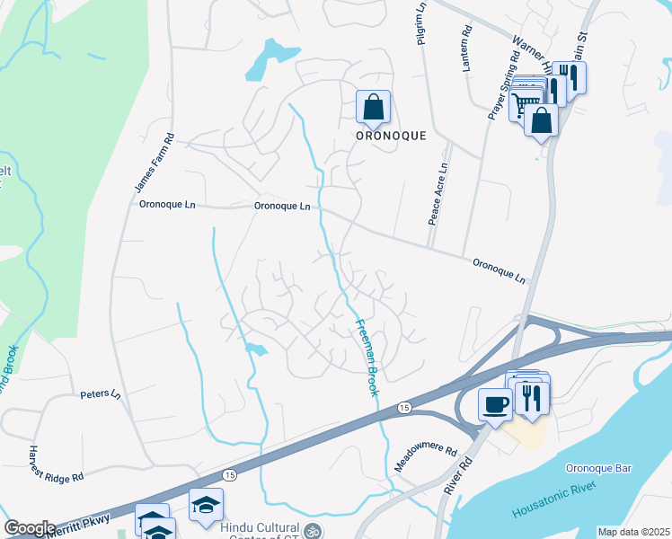 map of restaurants, bars, coffee shops, grocery stores, and more near 13a Algonquin Lane in Stratford