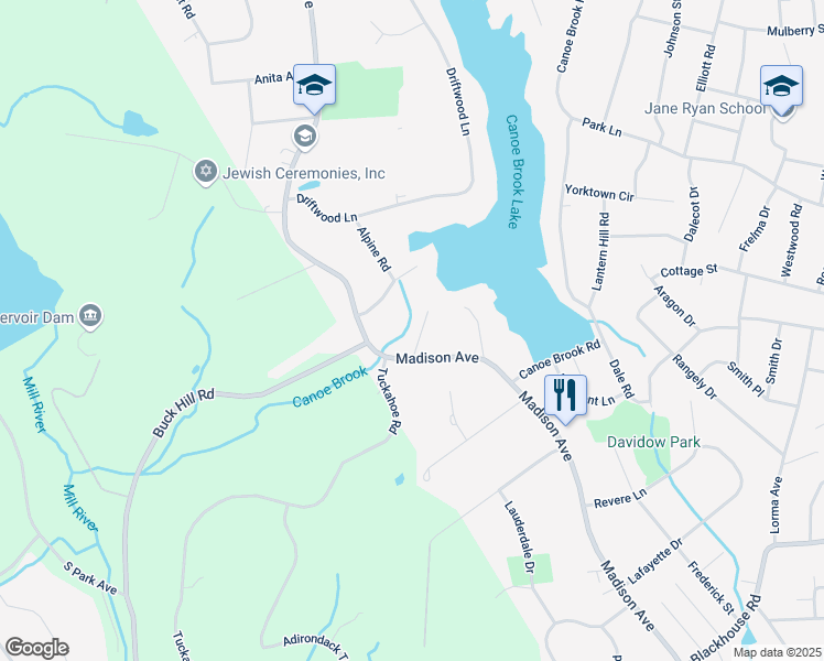map of restaurants, bars, coffee shops, grocery stores, and more near 15 Brandy Lane in Trumbull