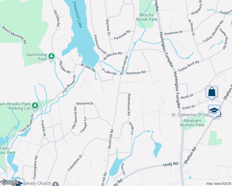map of restaurants, bars, coffee shops, grocery stores, and more near 303 Booth Hill Road in Trumbull