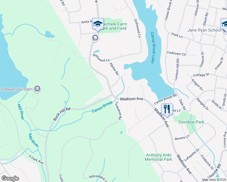 map of restaurants, bars, coffee shops, grocery stores, and more near 4524 Madison Avenue in Trumbull