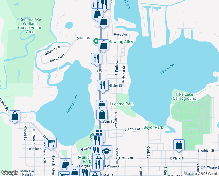 map of restaurants, bars, coffee shops, grocery stores, and more near 508 Hitzler St in Warsaw