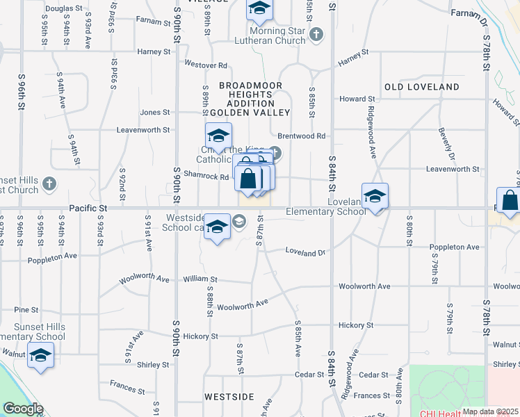 map of restaurants, bars, coffee shops, grocery stores, and more near 8701 Pacific Street in Omaha