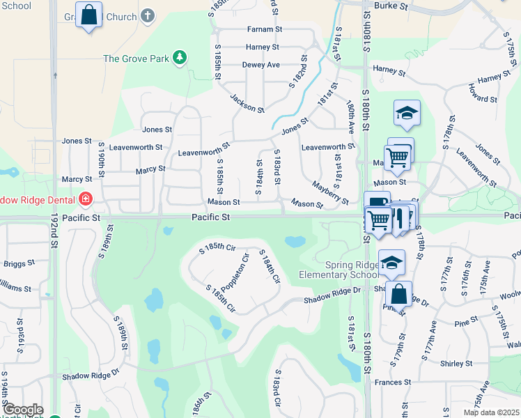 map of restaurants, bars, coffee shops, grocery stores, and more near 18317 Mason Street in Omaha