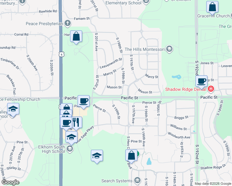 map of restaurants, bars, coffee shops, grocery stores, and more near 19814 Rees Street in Omaha
