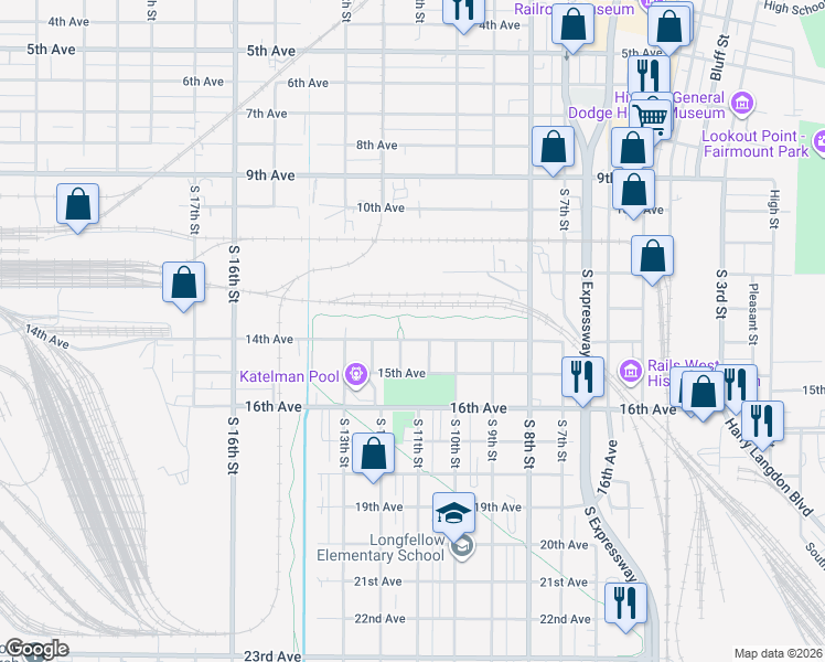 map of restaurants, bars, coffee shops, grocery stores, and more near 1402 South 11th Street in Council Bluffs