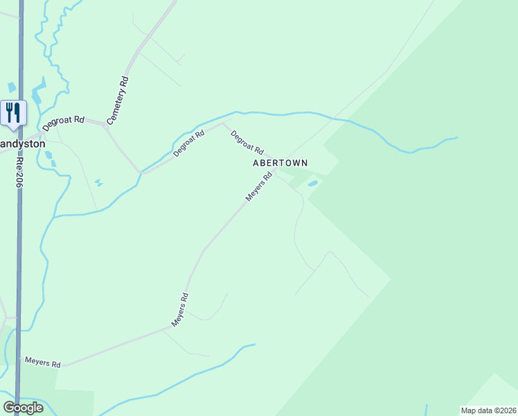 map of restaurants, bars, coffee shops, grocery stores, and more near 38 Meyers Road in Sandyston