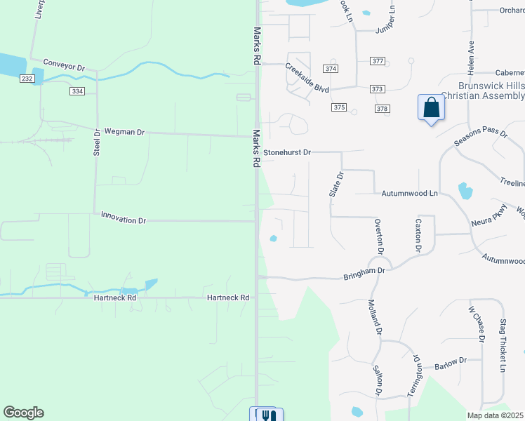 map of restaurants, bars, coffee shops, grocery stores, and more near 965 Marks Road in Valley City