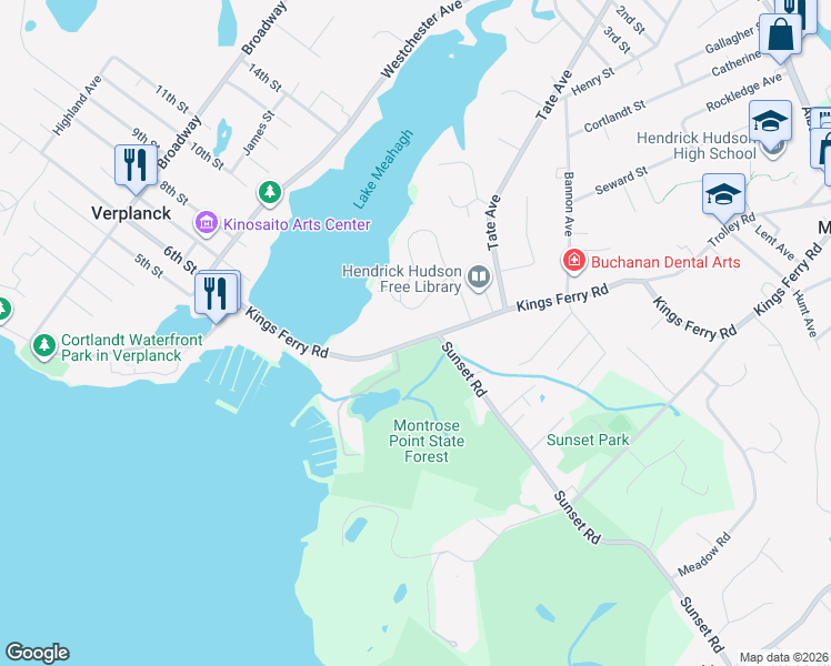 map of restaurants, bars, coffee shops, grocery stores, and more near 2 Coachlight Square in Montrose