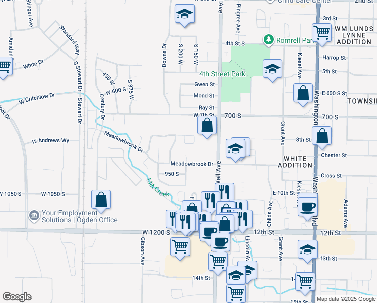 map of restaurants, bars, coffee shops, grocery stores, and more near 856 200 West in Ogden