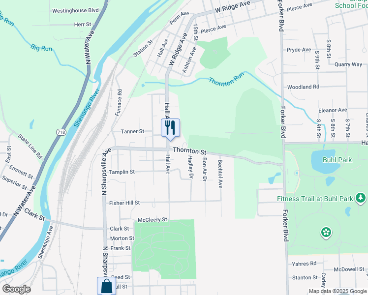 map of restaurants, bars, coffee shops, grocery stores, and more near 631 Thornton Avenue in Sharon