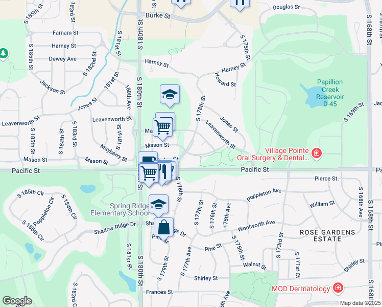 map of restaurants, bars, coffee shops, grocery stores, and more near 912 South 177th Circle in Omaha
