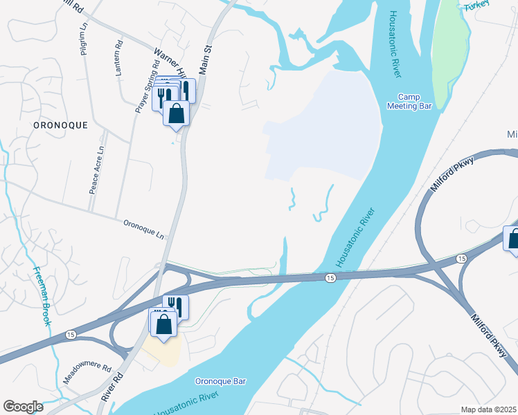 map of restaurants, bars, coffee shops, grocery stores, and more near 6900 Main Street in Stratford