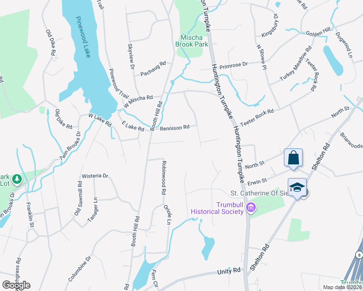 map of restaurants, bars, coffee shops, grocery stores, and more near 33 Beverly Road in Trumbull