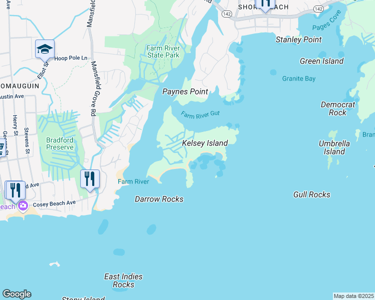 map of restaurants, bars, coffee shops, grocery stores, and more near 10 Kelseys Island in Branford